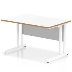 Oslo 1200x800 Scalloped Desk White Top Wood Edge White Cantilever