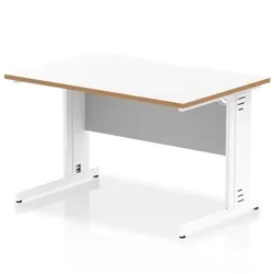 Oslo 1200x800 Scalloped Desk White Top Wood Edge White CM Leg