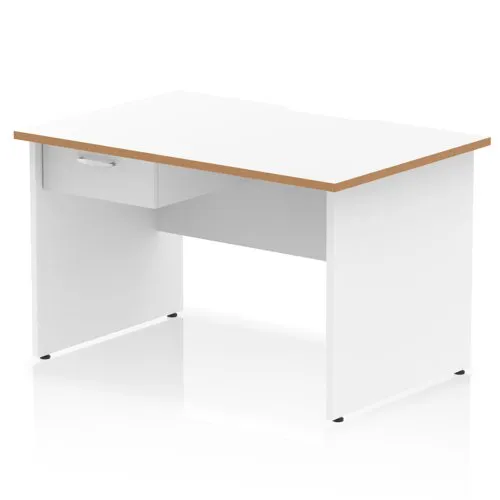 Oslo 1200x800 Scalloped Desk White Wood Edge White Panel End 1D Ped