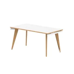 Oslo 1600mm Single Starter Desk White Top Wood Edge White Frame