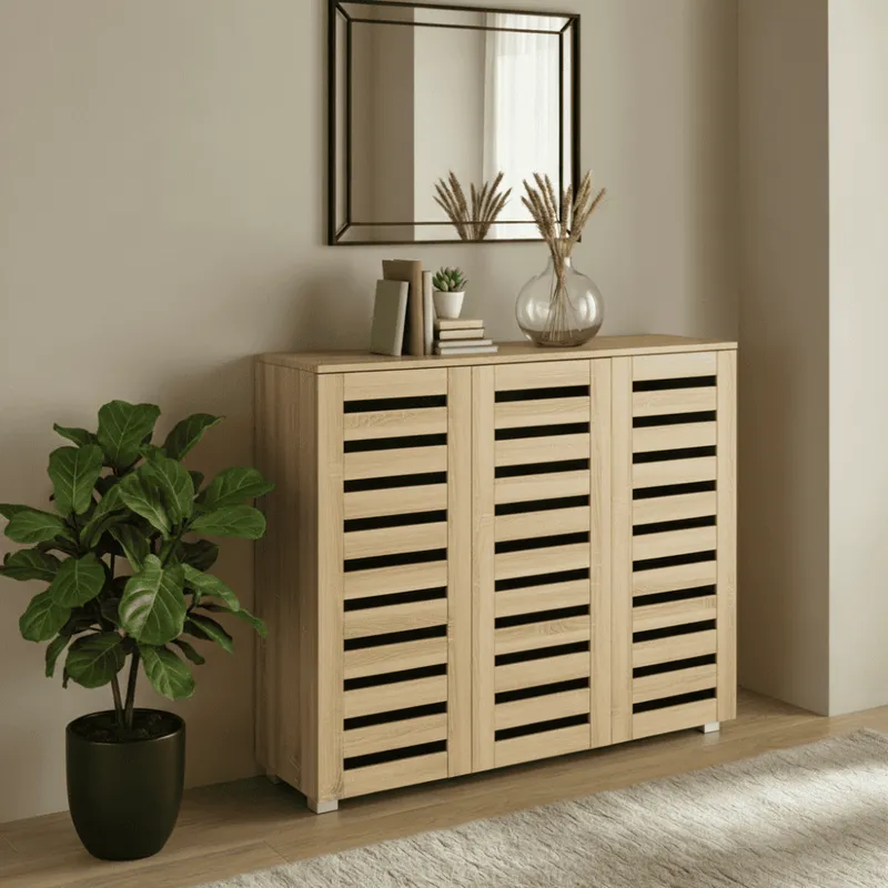 Oslo 3 Door Shoe Storage Cabinet Oak Effect