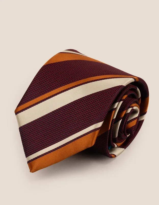 Oswin Hyde Men's Broad Stripe Red White Orange - Brown