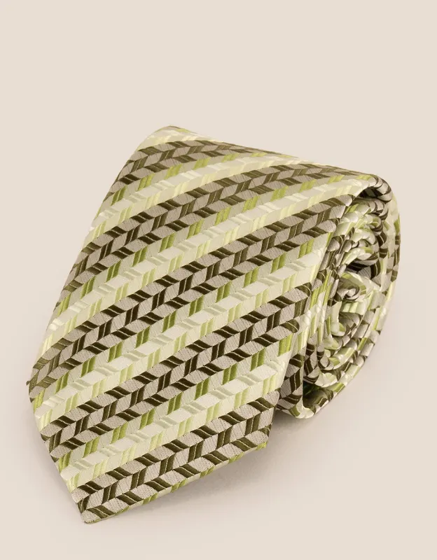 Oswin Hyde Men's Geometric Stripes Olive Green