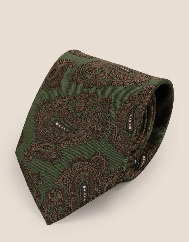 Oswin Hyde Men's Paisley Green Tie Green
