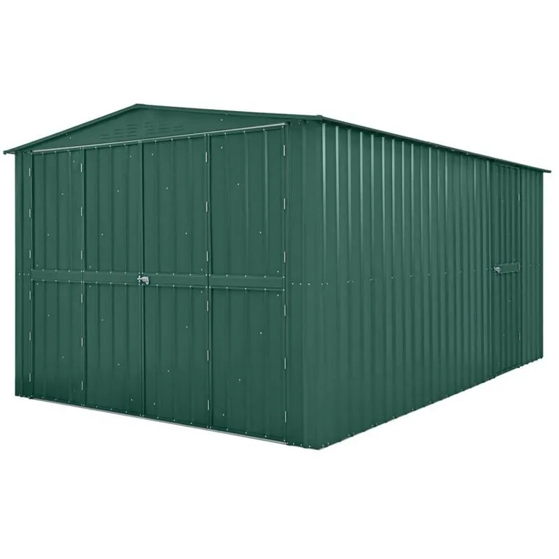Mercia 10 x 15 Feet Globel Dual Door Workshop Garage - Steel/Metal - Green Green