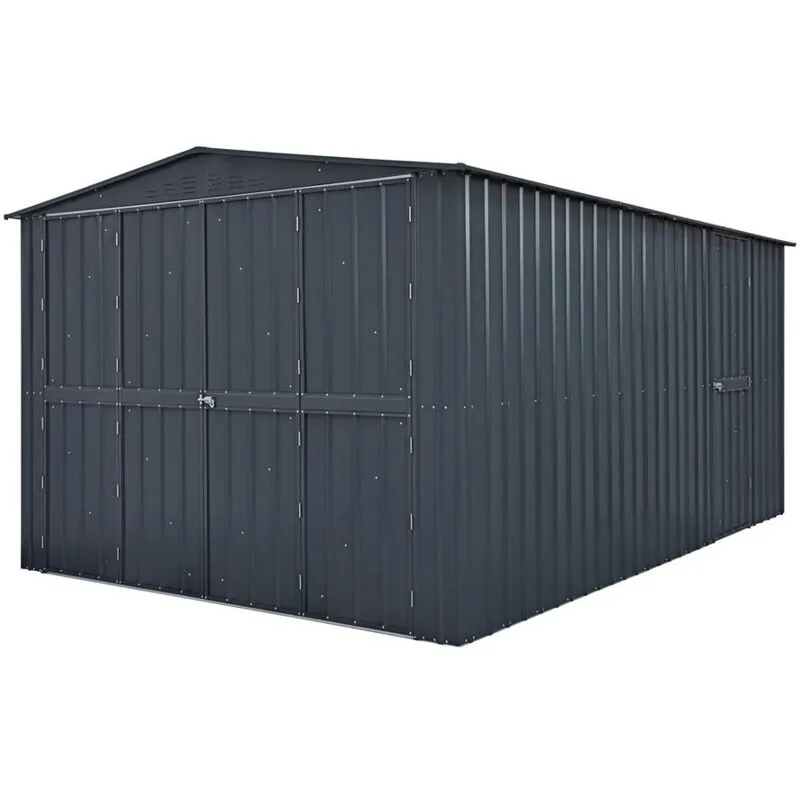 Mercia 10 x 15 Feet Globel Dual Door Workshop Garage - Steel/Metal - Grey Grey