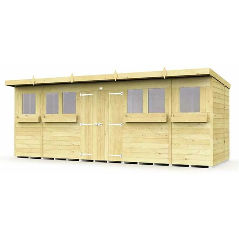Buttercup Farm 18 x 6 Feet Pent Summer Shed - Wood - L178 x W533 x H201 cm in Brown Brown