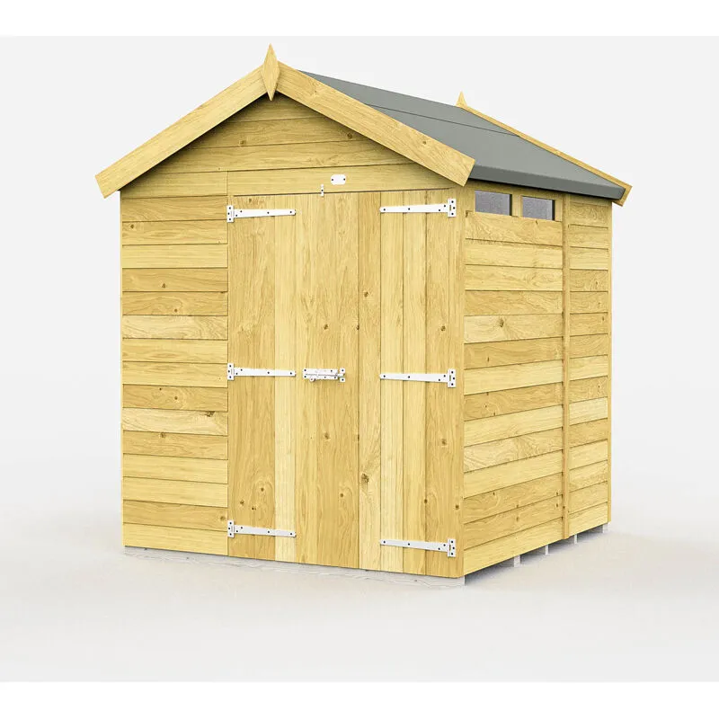 Buttercup Farm 6 x 6 Feet Apex Security Shed - Double Door - L187 x W175 x H217 cm in Brown Brown