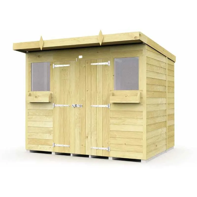 Buttercup Farm 8 x 7 Feet Pent Summer Shed - Wood - L214 x W243 x H201 cm in Brown Brown