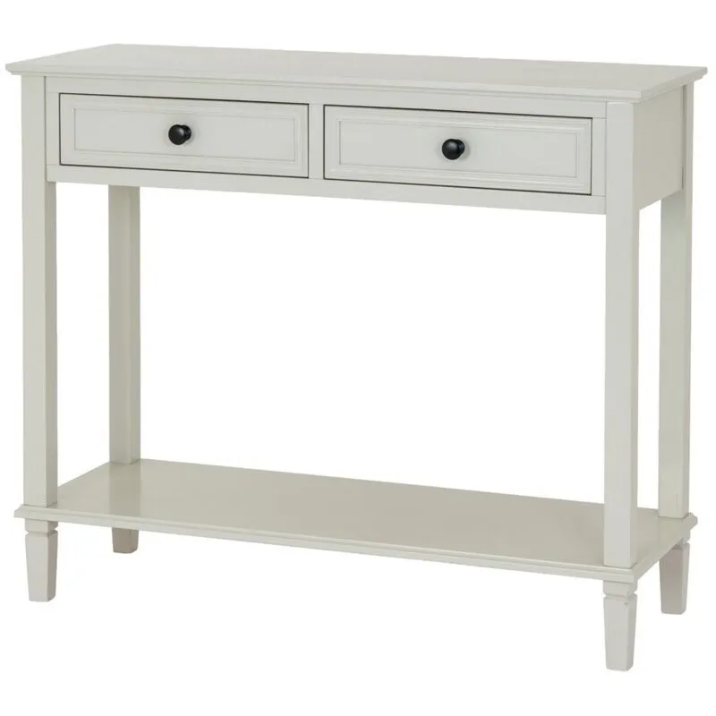 Belmont Collection 2 Drawer Console Table - Wood - L33 x W90 x H80 cm - White