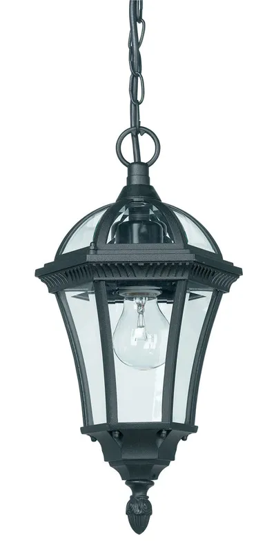 Happy Homewares Black Exterior Hanging Porch Lantern Pendant Light Black