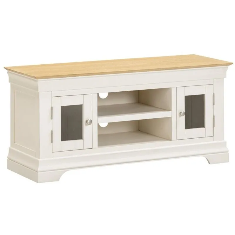 Bordeaux Small TV Stand - L43 x W120 x H57 cm - Ivory/Oak