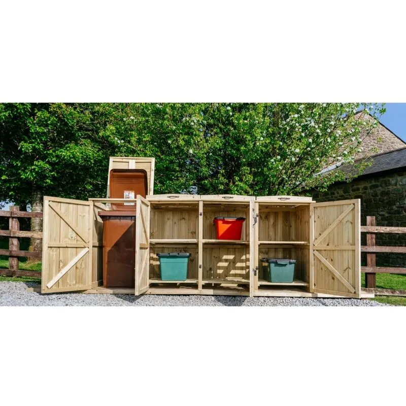 Buttercup Farm Chatburn Bin Store, Fits 1x 180L/240L Wheelie Bins & 6x Boxes in Brown Brown