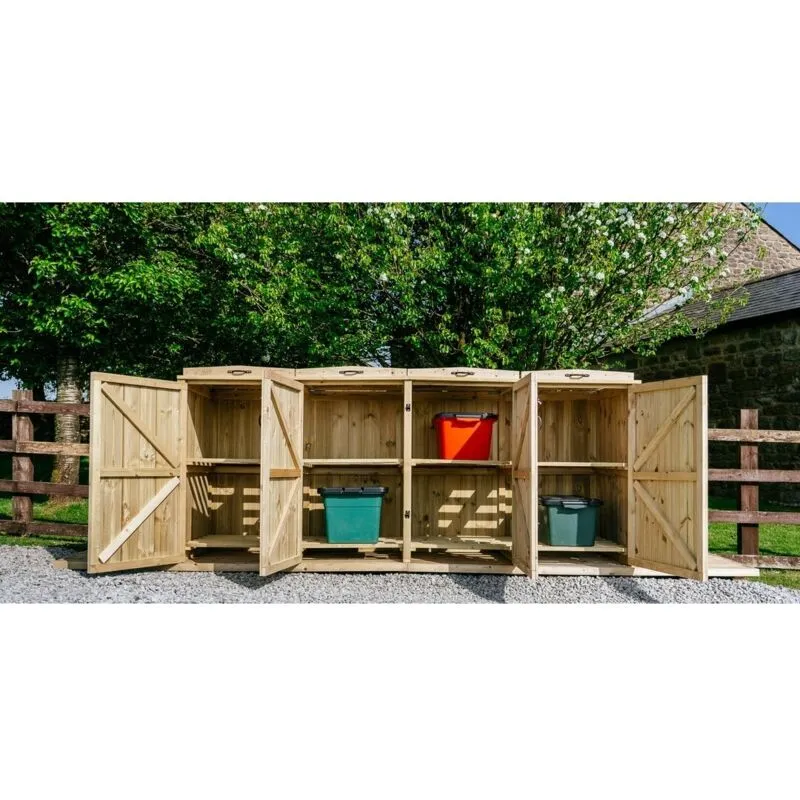 Chatburn 8 Recycle Box Store - Timber - L80.4 x W239 x H120 cm - Fits 8 x Recycle Boxes