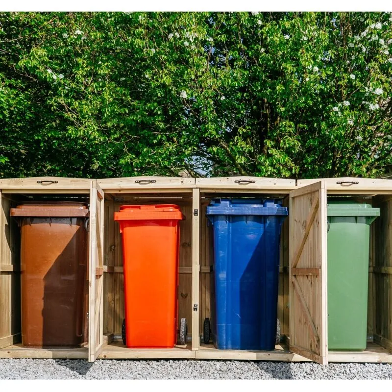 Buttercup Farm Chatburn Quad Wheelie Bin Store, Timber, Fits 4x 180L or 4x 240L Bins in Brown Brown