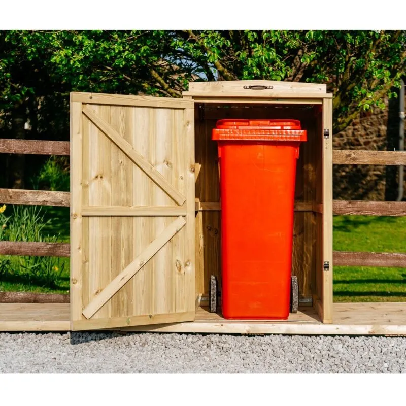 Buttercup Farm Chatburn Single Wheelie Bin Store, Timber - Fits 1 x 360L Wheelie Bins in Brown Brown