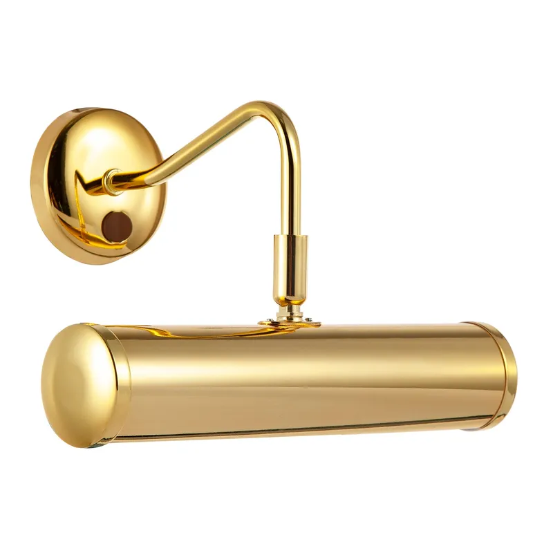 Happy Homewares Classic Traditional Adjustable Picture Wall Light with Swan Neck & Switch Button in Gold Gold