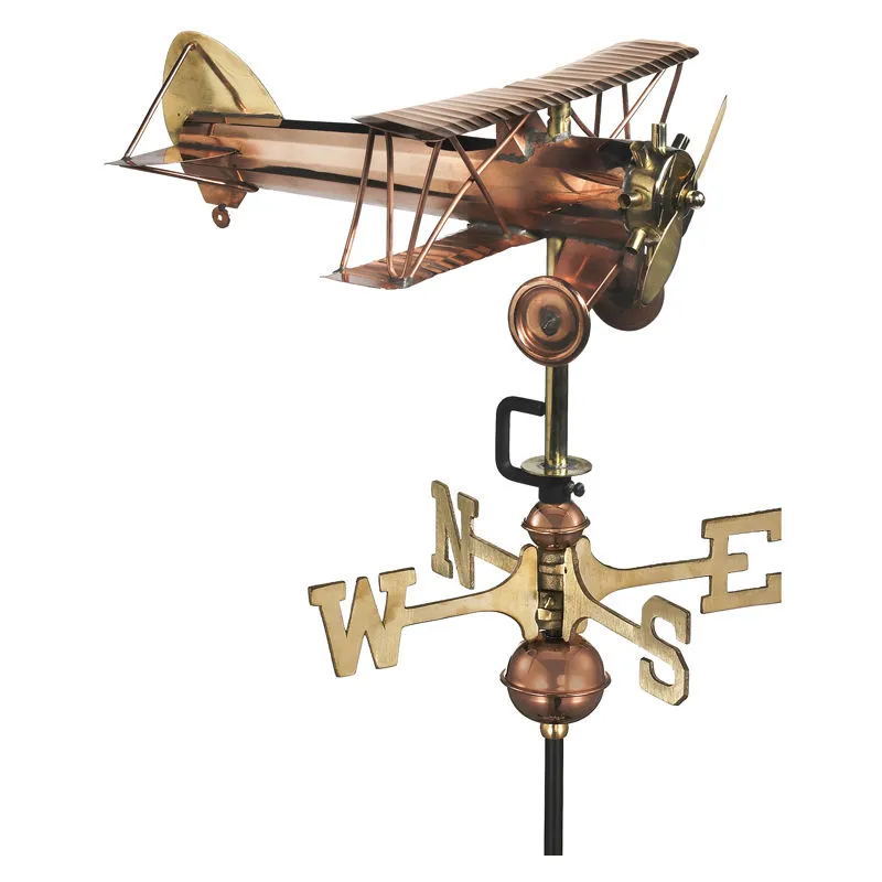 Cottage Bi Plane Copper Weathervane - H44 x W40 x L33 cm