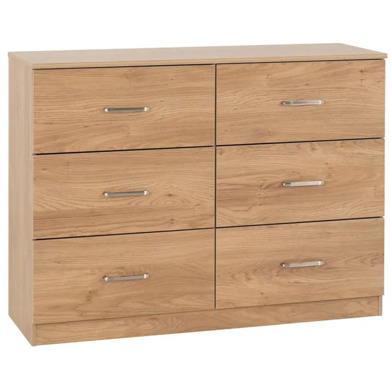 Seconique Dakotia 6 Drawer Chest in Light Oak Light Oak