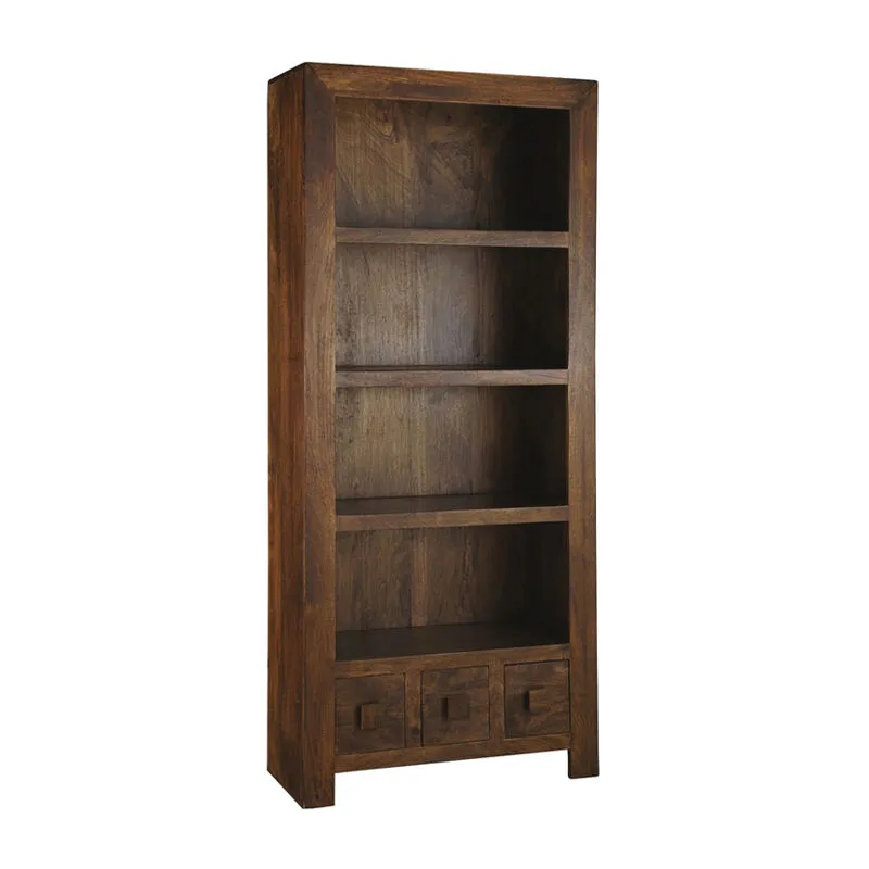 Dakota Large Bookcase - Mango Wood - L30 x W75 x H175 cm - Dark Finish