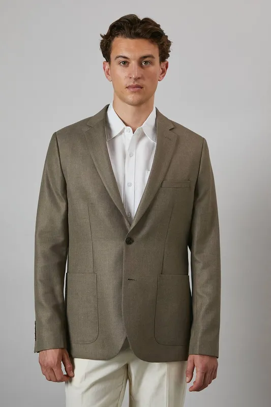 Debenhams Men's Brown Slim Fit Patch Pocket Blazer Size: 40R - Brown - Size: 40R
