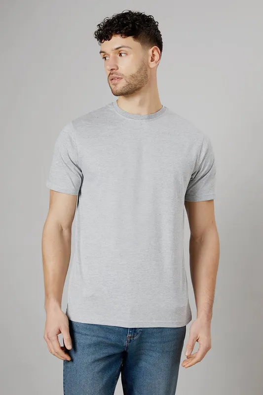 Maine Mens Cotton Crew Neck T-Shirt - Grey - Size Medium