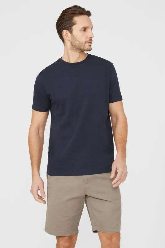 Maine Mens Cotton Crew Neck T-Shirt - Navy - Size Small