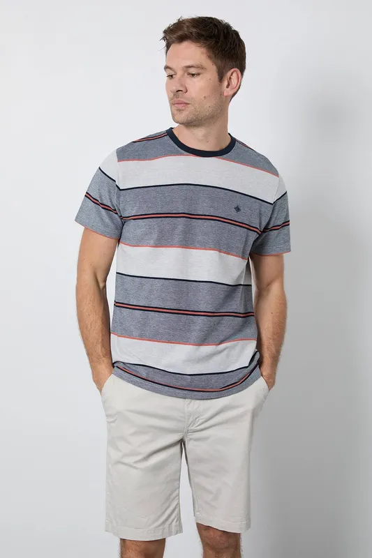 Debenhams Men's Light Grey Stripe T-Shirt Size: Medium - Light Grey - Size: M