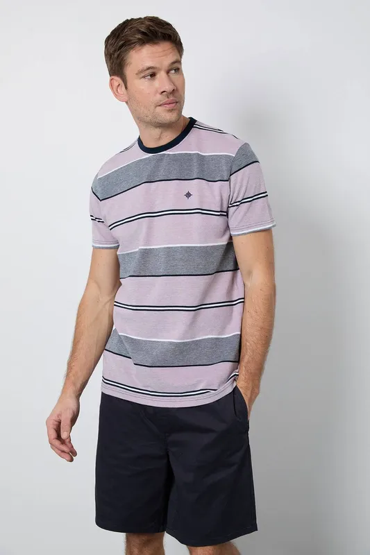 Debenhams Men's Lilac Stripe T-Shirt Size: Large - Lilac - Size: L