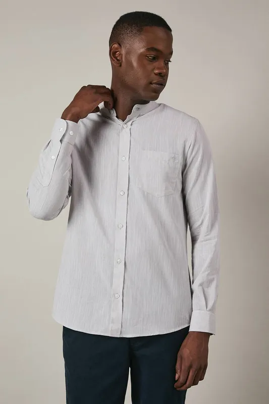 Debenhams Men's Natural Grandad long Sleeve Shirt Size: 3XL - Natural - Size: 3XL