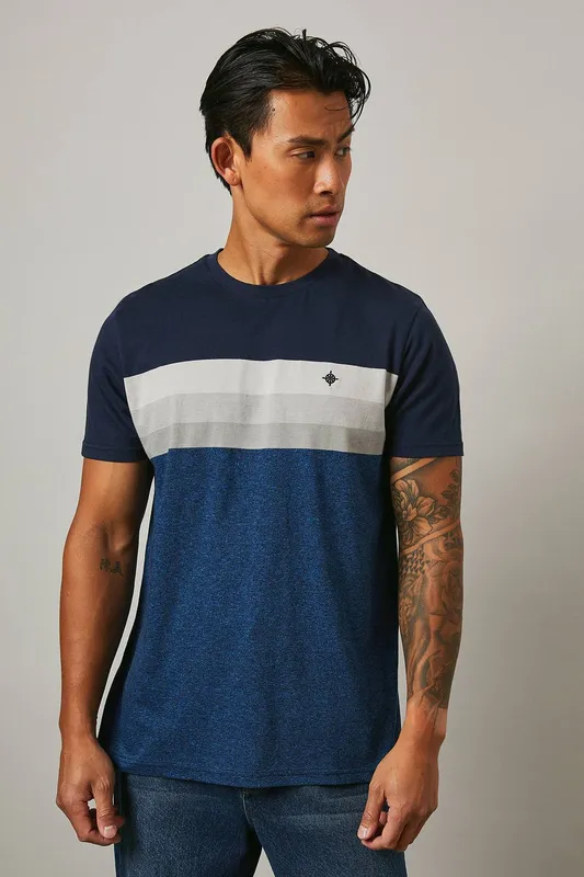 Debenhams Men's Navy Detroit Stripe T-shirt Size: 3XL - Navy