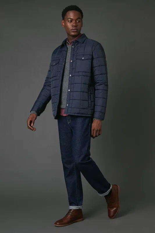 Debenhams Men's Navy Quilted Jacket Size: Medium - Navy