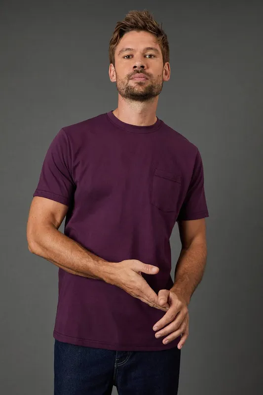 Debenhams Men's Plum Short Sleeve T-Shirt With Pocket Size: Medium - Plum