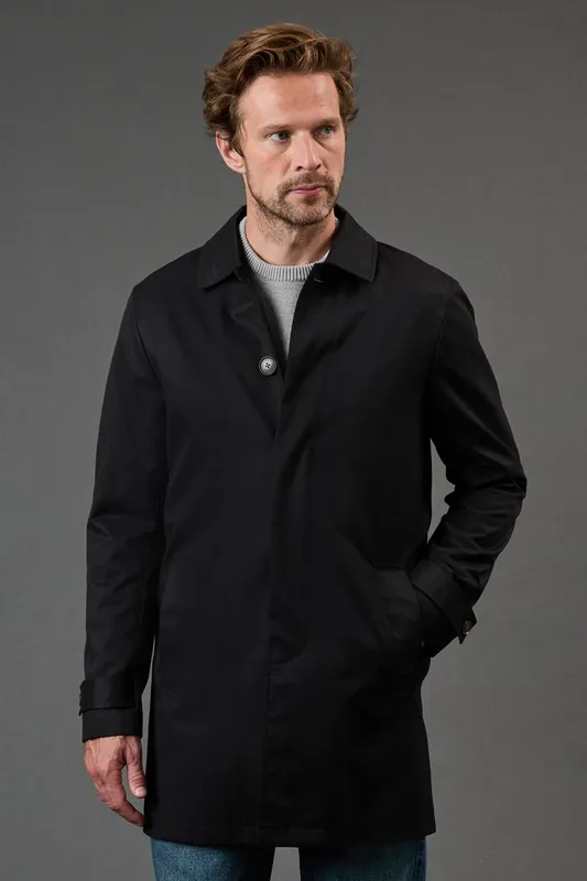 Debenhams Men's Smart Cotton Mac Jacket in Black Size: 2XL - Black