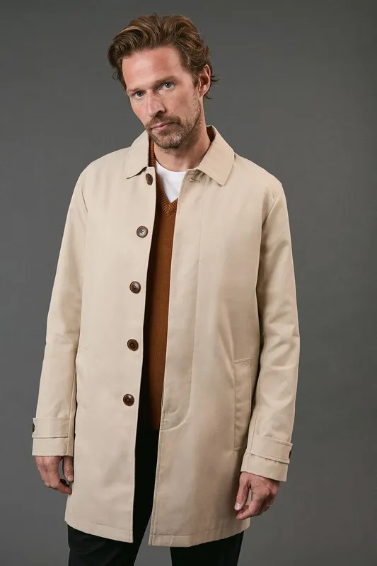 Debenhams Men's Stone Smart Cotton Mac Jacket Size: XL - Stone - Size: XL