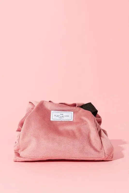 Debenhams Pink Velvet Open Flat Makeup Bag - Pink