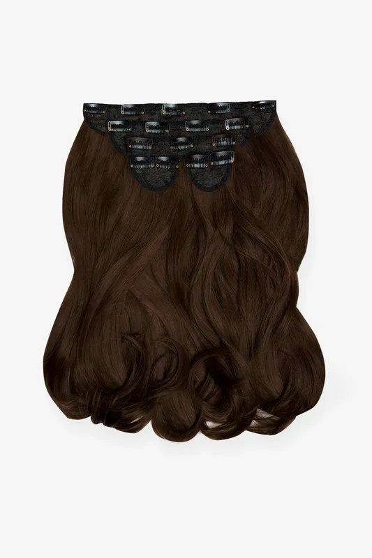 Lullabellz Super Thick 16" 5 Piece Blow Dry Wavy Clip In Extensions in Choc Brown Choc Brown
