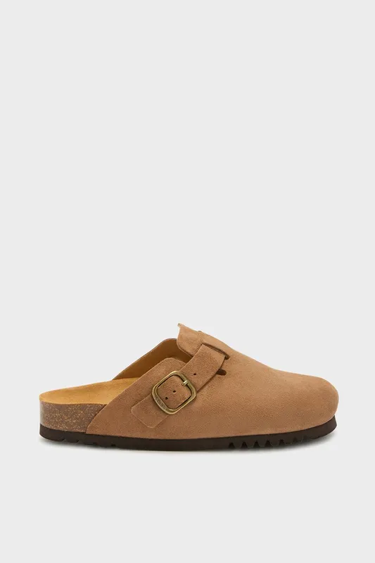 Debenhams Women's Fae Suede Clog Taupe Size: 36 - Taupe - Size: 36