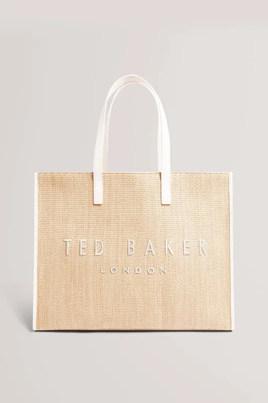 Debenhams Women's Faux Raffia Large Icon Bag Ivory - Ivory