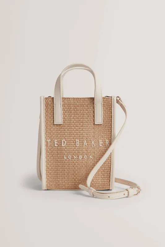 Debenhams Women's Faux Raffia Mini Icon Bag Ivory - Ivory - Size: One Size