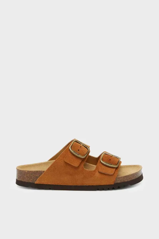 Scholl Women's Josephine Suede 2 Strap Sandal Cognac in 115C Cognac Size: 37 115C Cognac