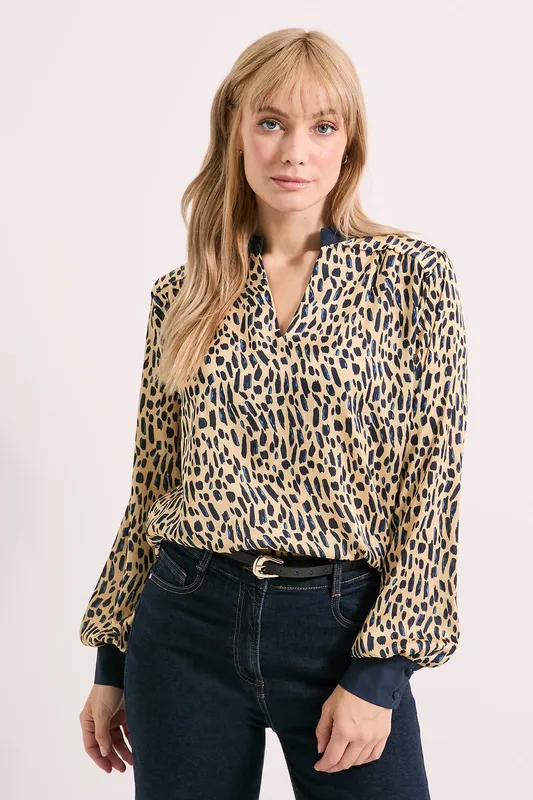 Debenhams Women's Leopard Print Poets Blouse Size: 10 - Leopard