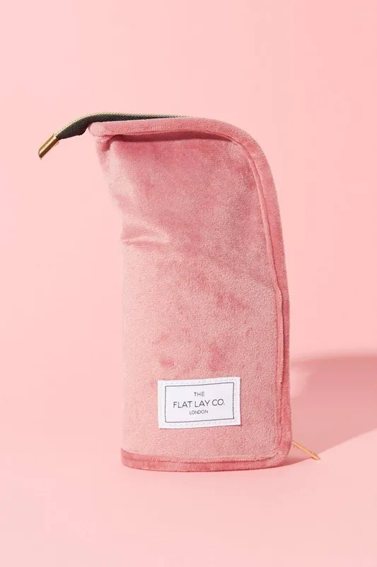 Debenhams Pink Velvet Brush Case - Pink