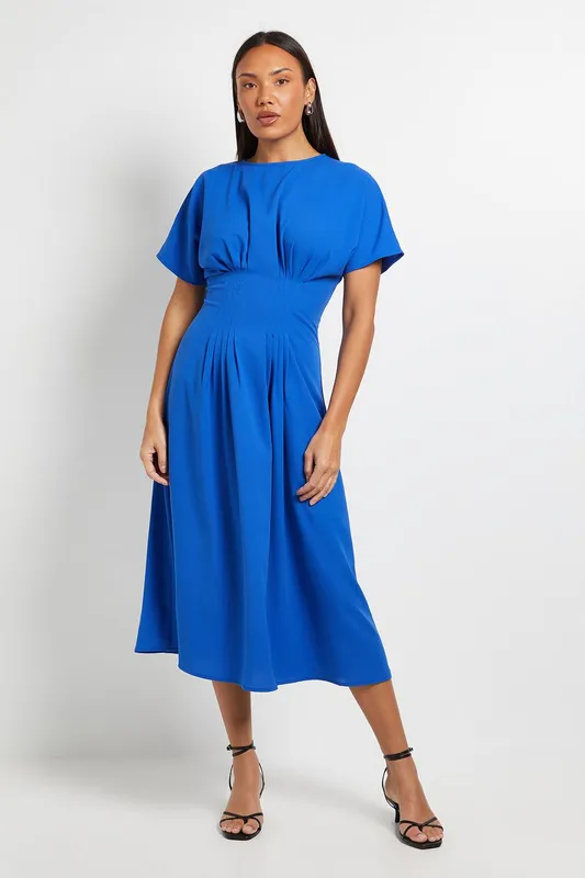 Principles Women's Pleated Waist Detail Dress in Cobalt Size: 12 Cobalt