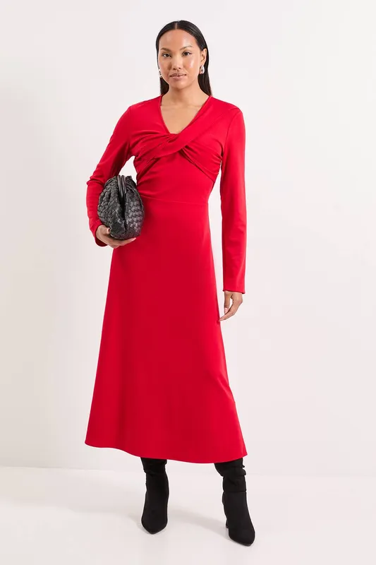 Debenhams Women's Ponte Twist Maxi Dress in Red Size: 16 Red female