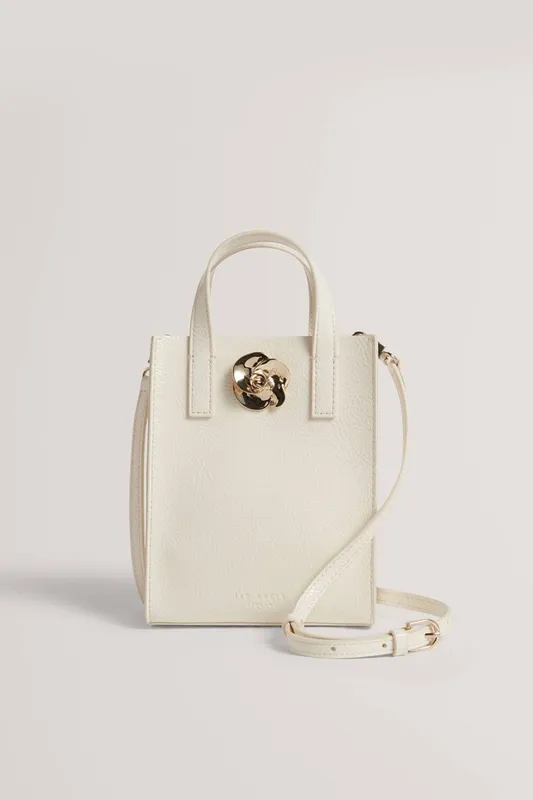 Debenhams Women's Rose Detail Crinkle Small Bag in Ivory Ivory female