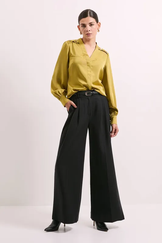 Debenhams Women's Seam Detail Satin Shirt in Green Size: 16 - Green