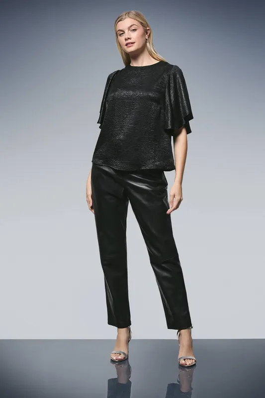 Debenhams Women's Sleeve Detail Metallic Top in Black Size: 20 Black 20 female