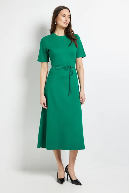 Debenhams Women's Tailored Ponte Midi Dress in Green Size: 14 - Green