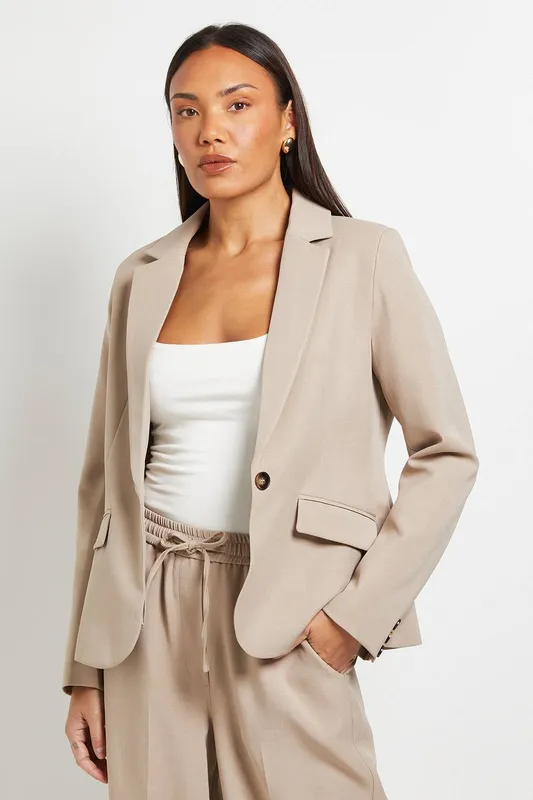 Debenhams Women's Textured Single Breasted Blazer in Stone Size: 16 - Stone